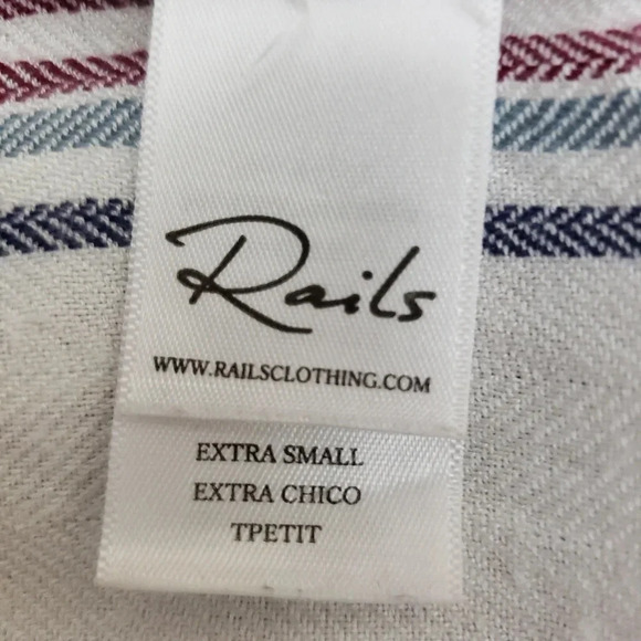 Rails Shirt Hunter White Plaid Long Sleeve Button Up Collared Flannel Top - Picture 6 of 8